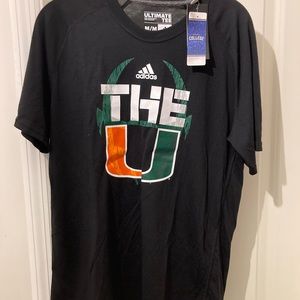 Adidas University of Miami tshirt NWT